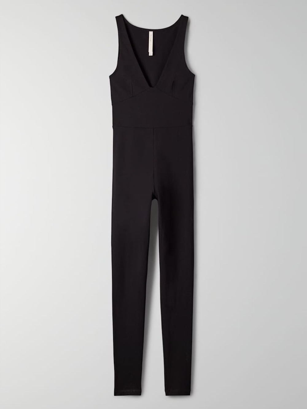 Aritzia Babaton The Group Soft Contour Jumpsuit- Black Sleeveless V-neck Unitard